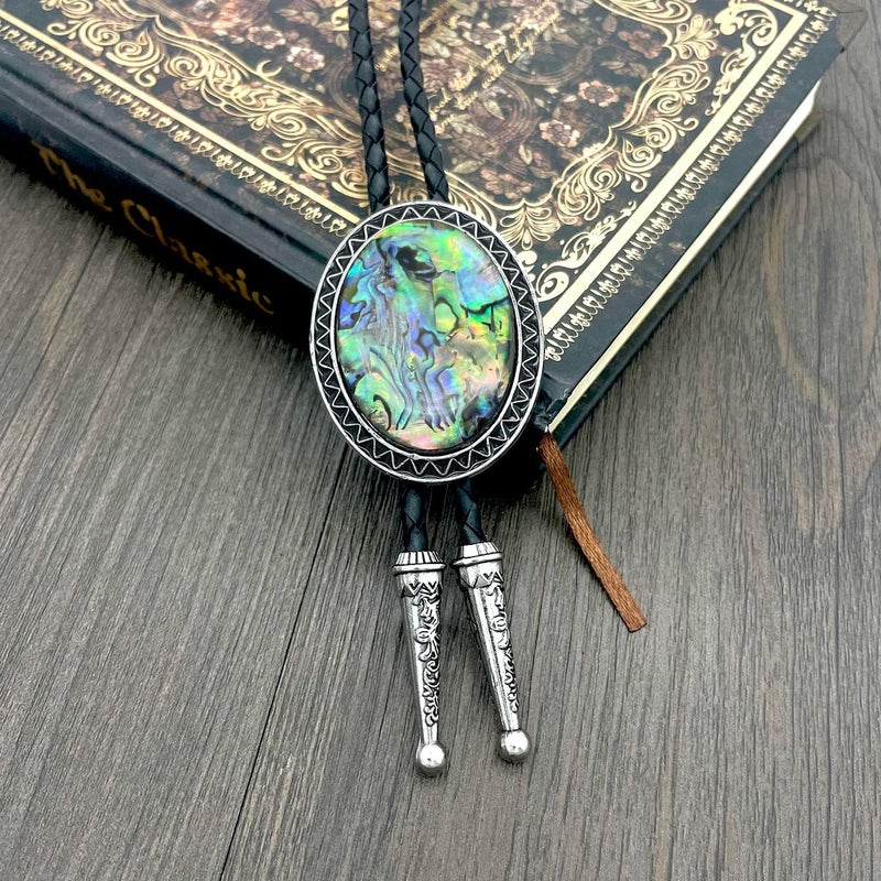 QUKE Stone Bolo Tie Native Western Cowboy Hand-woven Leather Bola Tie Necktie for Men Women - Image 5